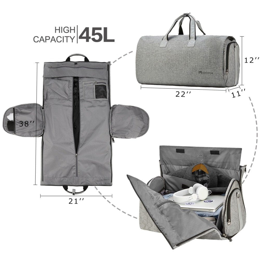 Travel Garment Bag with Hanging Suitcase and Multiple Pockets